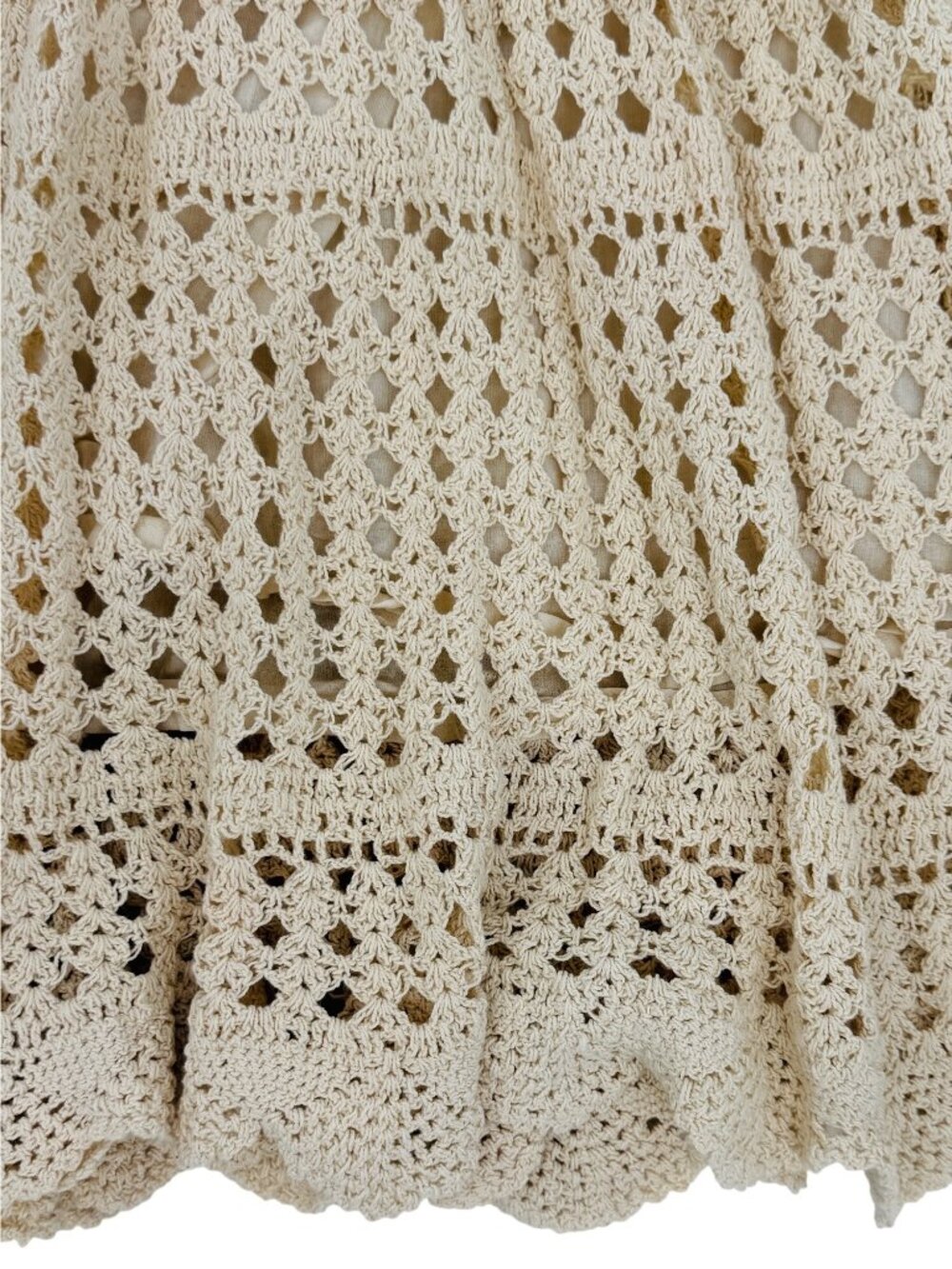 VTG 90s Artelier Nicole Miller Beige Crochet Scalloped Skirt M | Coastal Cowgirl - Picture 6 of 16